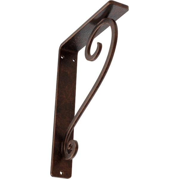 Ekena Millwork Edwards Wrought Iron Bracket, (Single center brace), Antiqued Copper 1 1/2"W x 5 1/2"D x 8"H BKTM01X05X08SEDACO - main